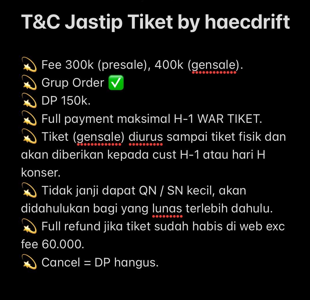 haecdrift's tweet photo. OPEN JASTIP ENHYPEN BLOOD SAGA IN JAKARTA

💰 Fee 300k/tix (presale) 400k/tix (gensale)
💫 Booking slot/DP awal 150k
💫 Full payment maksimal H-1 ticketing
💫 Insya Allah trusted 
‼️ Limited Slot

Please read terms and conditions first. For further info kindly hit me up via dm 🤗 https://t.co/rUqDF7jYRL