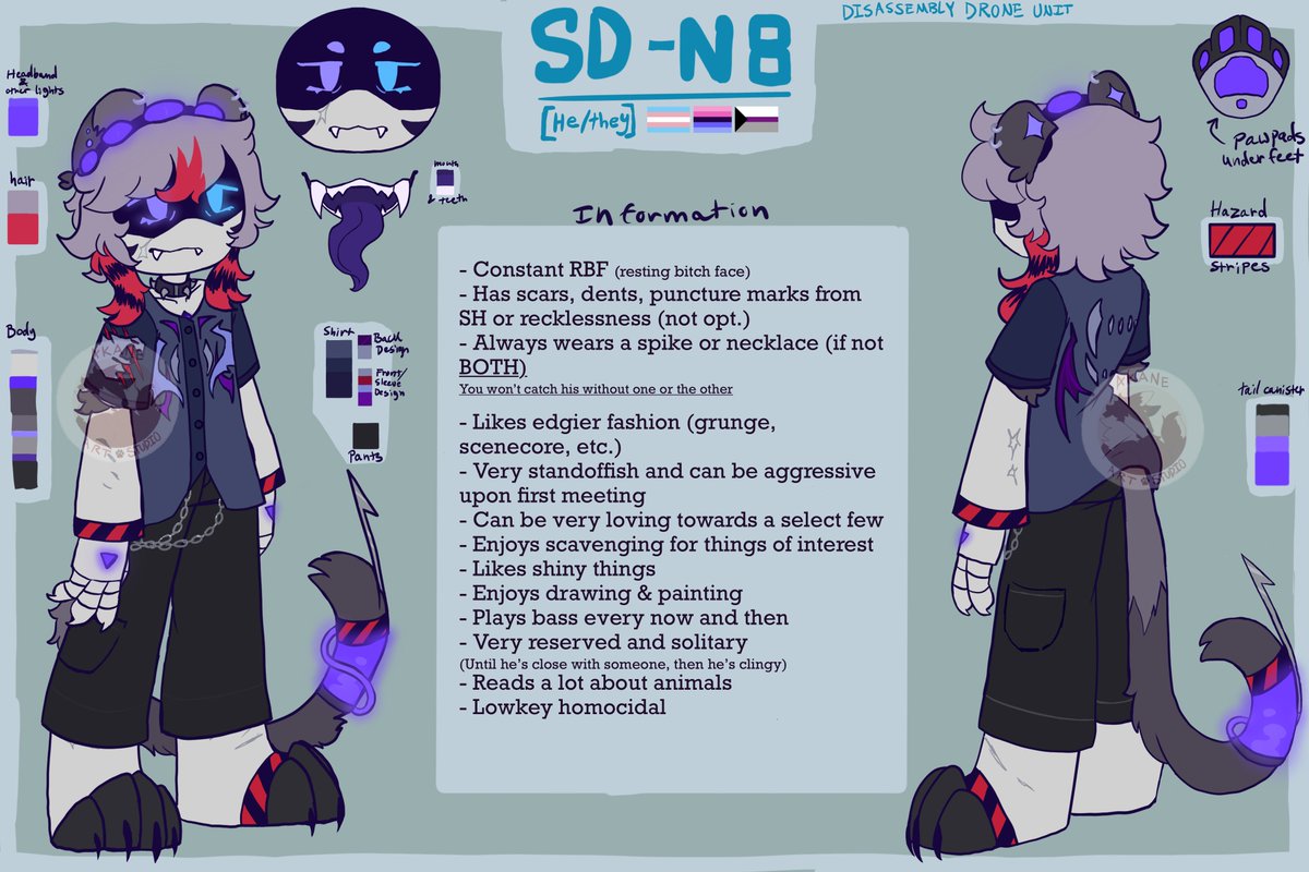 somecatboy66's tweet photo. So I've been thinking about this for a bit but here, this is SD-N8!
He's my dronesona or somethin lol, enjoy I suppose(?)  -w-

#mdtwt #murderdronesoc #murderdrones https://t.co/ObaWHTOekD