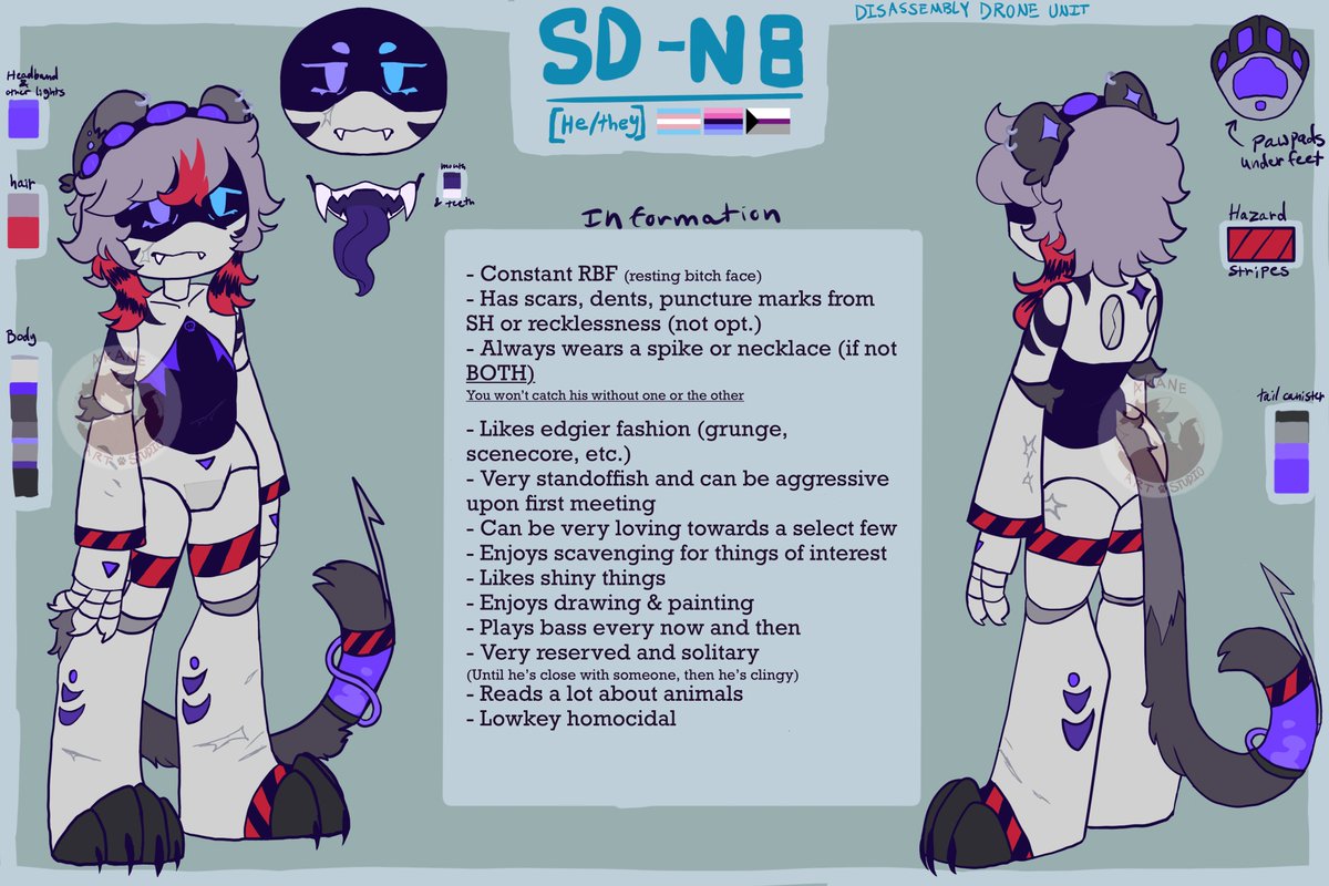 somecatboy66's tweet photo. So I've been thinking about this for a bit but here, this is SD-N8!
He's my dronesona or somethin lol, enjoy I suppose(?)  -w-

#mdtwt #murderdronesoc #murderdrones https://t.co/ObaWHTOekD