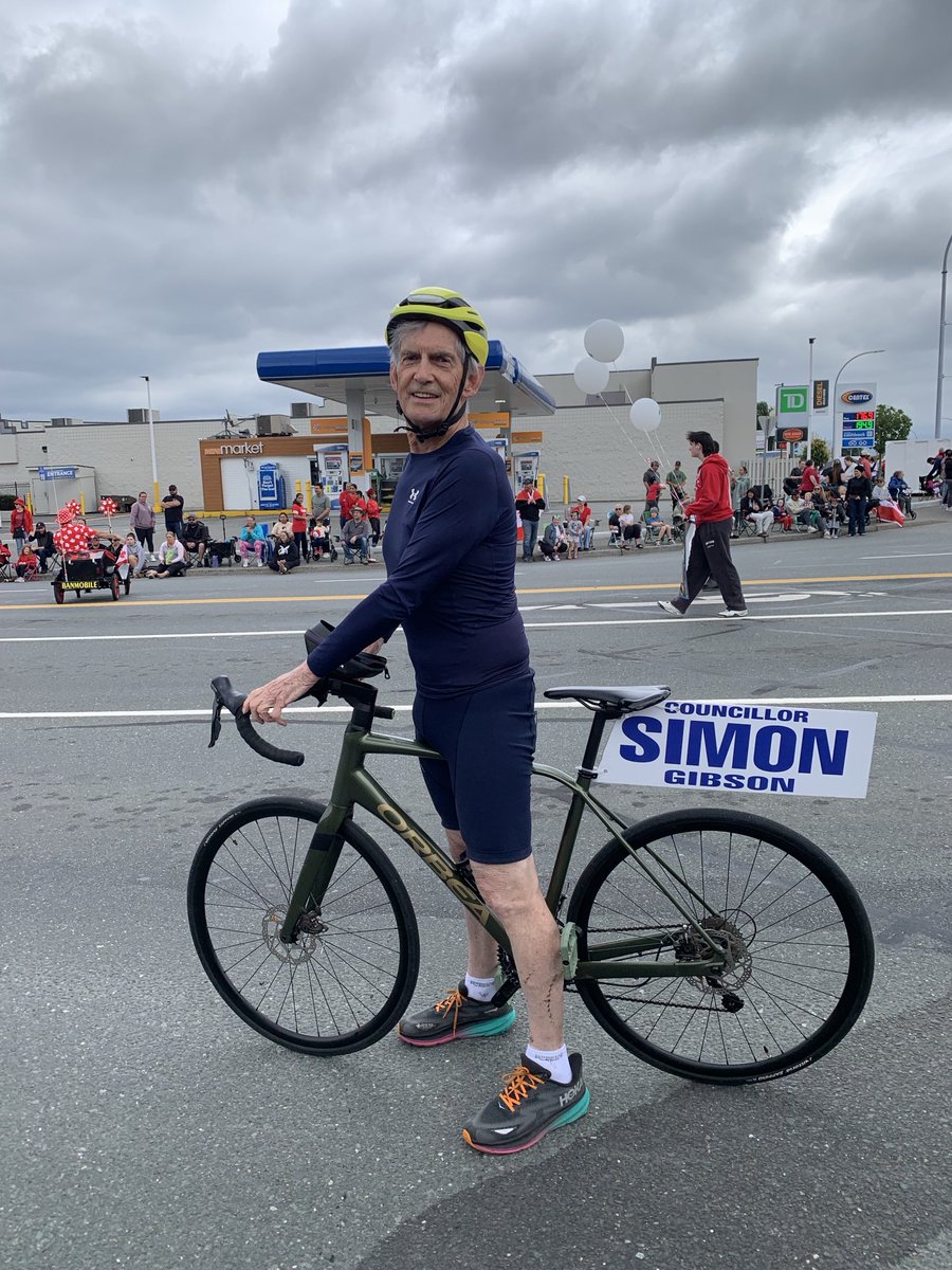 SimonGibsonBC's tweet photo. Great attendance for #Canada Day parades today #Abbotsford and #MtLehman. Riding my bike  was ideal to connect with many people along the routes. #metrovancouver #cycling #fvrd #matsqui #clayburn #sumasprairie #abbygrind ⁦@goUFV⁩ #fvrl #patriotic https://t.co/GtgXCdXyzU