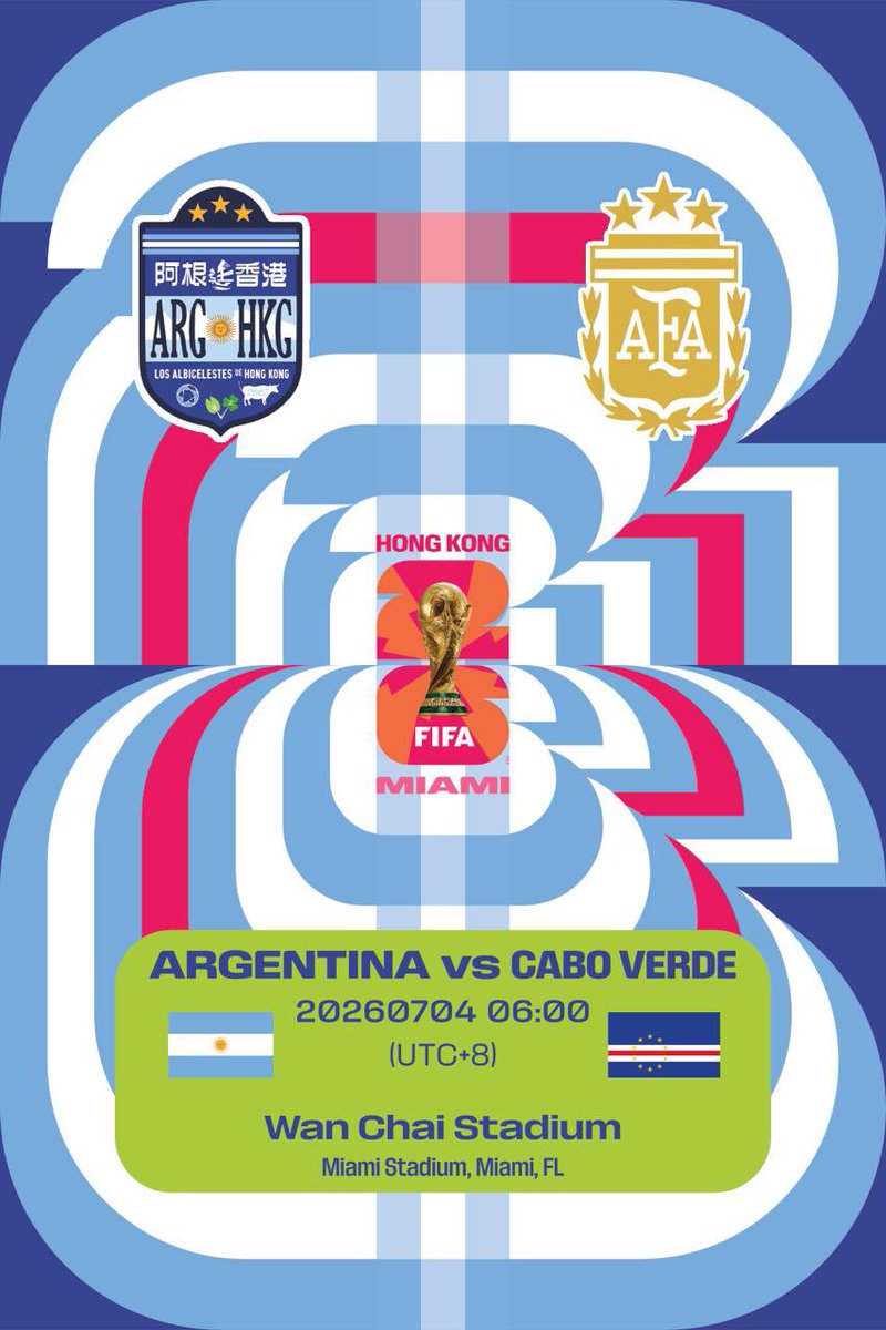 argentinahkg's tweet photo. JOIN US for Argentina vs Cabo Verde!

https://t.co/54YCKpWNxR https://t.co/P8ylYmgnsx
