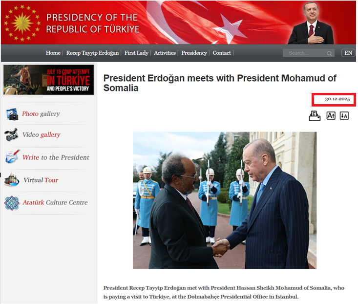 GuledWiliq's tweet photo. 🚨 BREAKING: Hassan Sheikh bribed by Erdogan gov? Dec 2025: Hassan meets Erdoğan. Jan 2026: Turkey markets a $2B Eurobond highlighting SOMTURK’s exclusive fisheries rights. Apr 2026: Turkey reports $30M in bilateral grants to Somalia; Somalia reports $0 in Turkish grants.#Somalia https://t.co/kQnLwRleoD