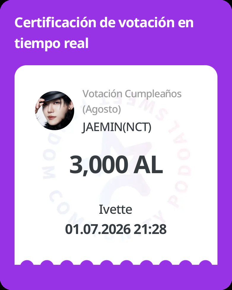 34Igro's tweet photo. 🍇포도알 (PODOAL)
2026.06.25 ~ 2026.07.09
Votación Cumpleaños (Agosto)
Acabo de votar con
3000AL por JAEMIN(NCT)!❤️
¿Te unes para apoyarlo(a) conmigo?

https://t.co/lZeKEpbRr7 https://t.co/qtR5G1nmKX