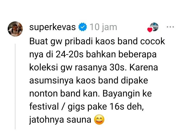 kolonigigs_'s tweet photo. Oke mari mulai normalisasikan kaos band berbahan tipis itu lagiii 👍🏻

Btw, masih pada punya kaos band berbahan 30s sekarang? https://t.co/YvvfWIdQrM