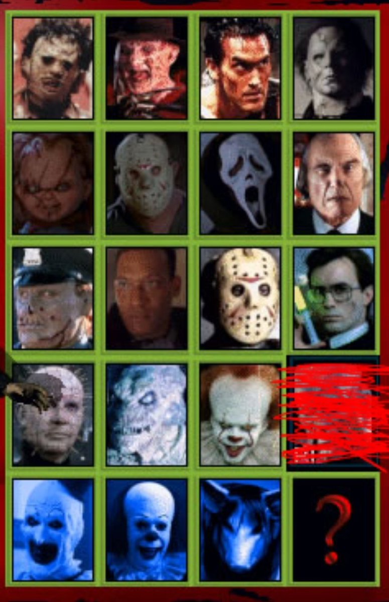 DarkDeception4D's tweet photo. @Botbotdb That is absolutely true, I just hope that by adding it to dbd, it'll be like the hellraiser chapter where it reignites interest and relevance into the IP.

Besides, after playing Terrordrome: rise of the boogeymen, I NEED to see this roster in dbd. https://t.co/l2AkvzZ6Po