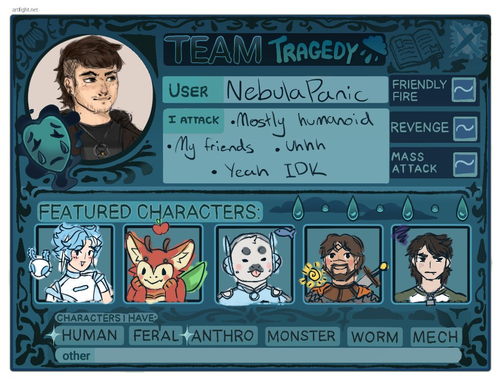 nebulapanic's tweet photo. I'm on Art Fight this year!! Team Tragedy 🌧️
https://t.co/tJXYZW1gzK https://t.co/HZQwWZQh32