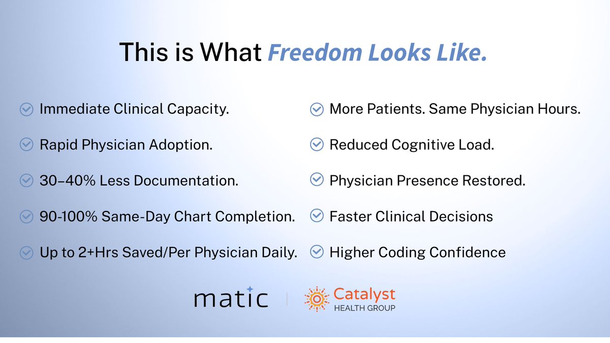 maticinside's tweet photo. Primary care is where healthcare begins.

But too many physicians spend more time managing the system than caring for patients.

That's why Matic and Catalyst are declaring 10 Fundamental Freedoms for Physicians.

See the future of primary care:

https://t.co/rX0YwmxpWP https://t.co/ZSearnnhgn