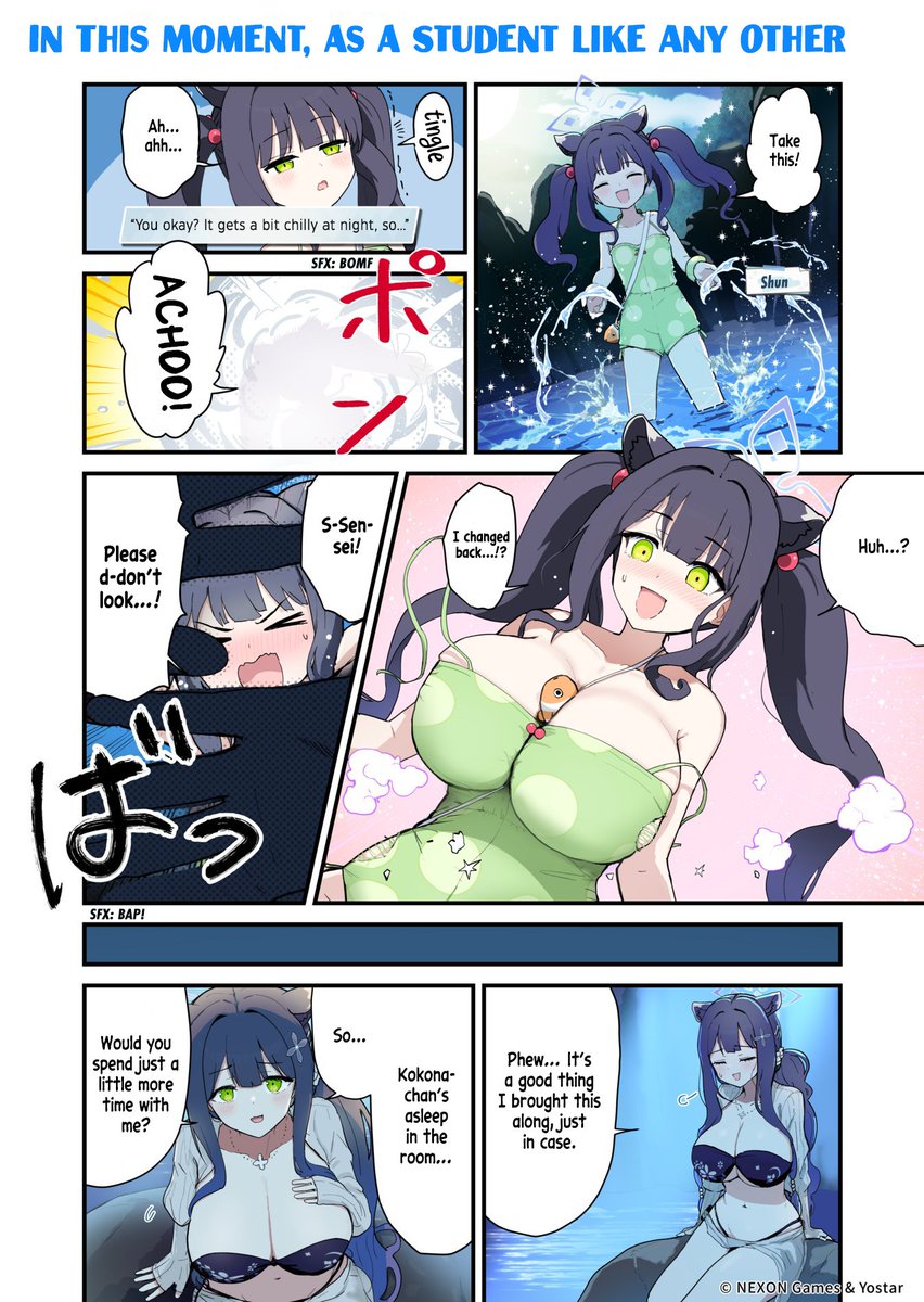 TheParacite's tweet photo. @Blue_ArchiveJP @pattundo [EN Version]
[Aoharu Record] Ch. 167
Sensei, sorry to bother you so late, but Shun-san has contacted us!
She says she’s waiting by the mountain stream, so let’s head over right away♪

英語版です！ https://t.co/rvSvAbyYRM