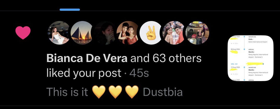 Almiczjo's tweet photo. Luhh 10x ko pa talaga chineck yung account see see you soon @biancadeveraa and @dustinyuu 💛💛💛💛 https://t.co/dzZ8JZzuwc