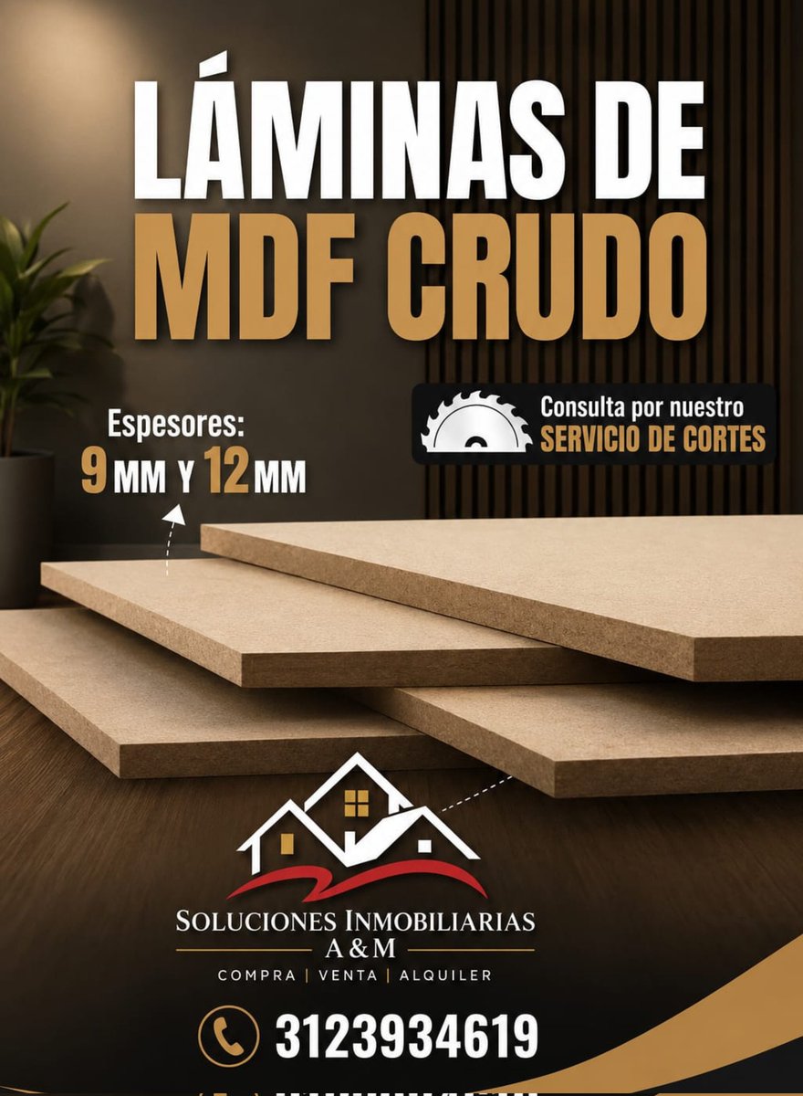 SolInmoAyM's tweet photo. 📢 ¡Tenemos láminas de MDF crudo disponibles! 🪵
 
✅ Espesores: 3mm y 5mm
📏 Medidas estándar: 183x244cm
✂️ Consulta también por nuestro servicio de cortes a medida!
 
Ideal para tus proyectos, remodelaciones y acabados. 💪🏠
 
📲 Informes y pedidos al 3123934619
 
#MDF #Bogotá https://t.co/GMgEDz7lqm