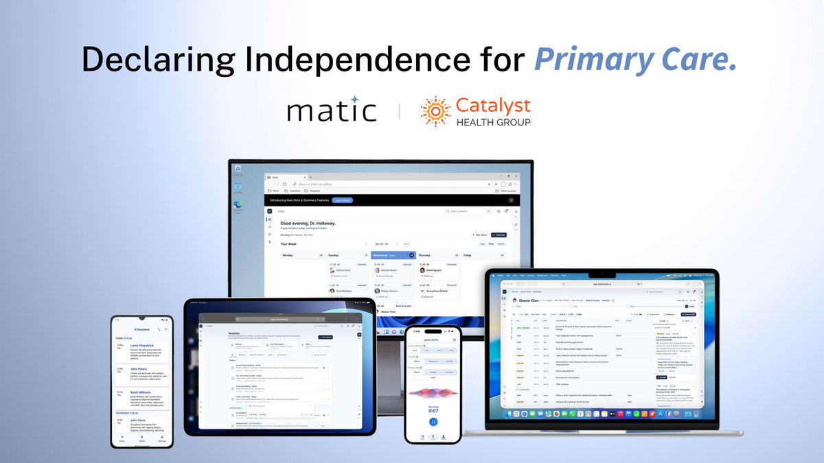 maticinside's tweet photo. Primary care is where healthcare begins.

But too many physicians spend more time managing the system than caring for patients.

That's why Matic and Catalyst are declaring 10 Fundamental Freedoms for Physicians.

See the future of primary care:

https://t.co/rX0YwmxpWP https://t.co/ZSearnnhgn