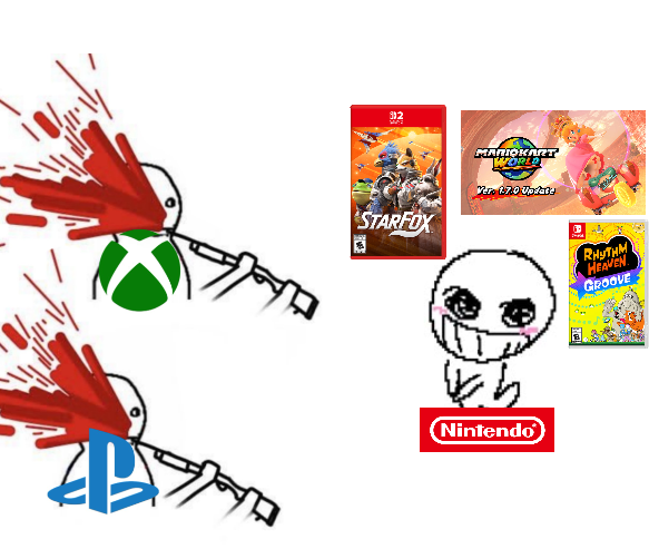 insomniko_'s tweet photo. i like to imagine it more as Nintendo being in their own little whimsical world, unassuming of what their competitors are up to https://t.co/U9WKFKWJ54
