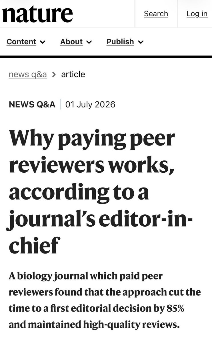 SciencNews's tweet photo. The Cost of Free Labor: 
Will Nature Ever Pay for Peer Review? https://t.co/J2i7rLrz0r