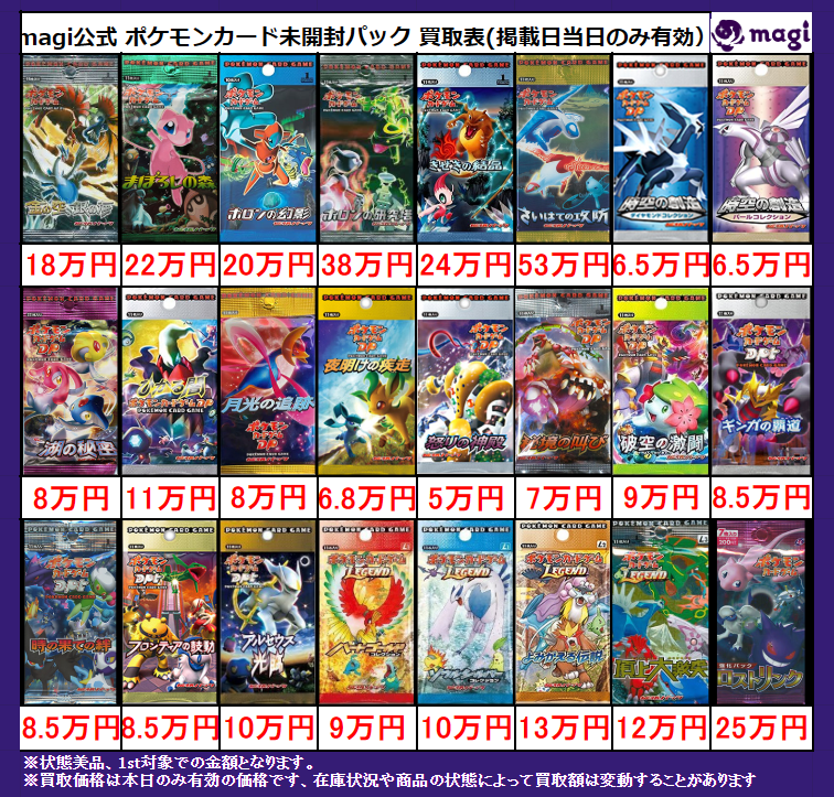 magi ポケカ 買取表】 レトロ未開封パック買取表更新致しました‼‼ 皆様
