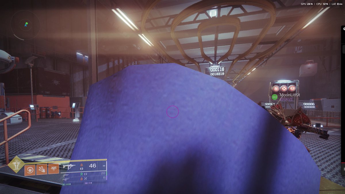 Distority's tweet photo. @A_dmg04 @DestinyTheGame running the lightguard ornament is bugged and my neck covers half my screen. surely this could be fixed for the final patch? 🥹 https://t.co/lImUKhVzcg
