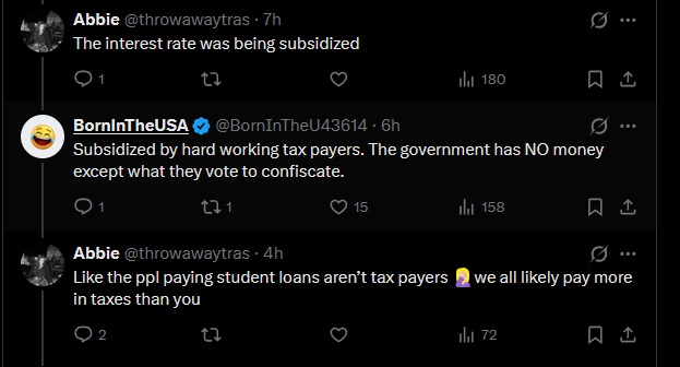 7PrinceInExile7's tweet photo. @throwawaytras @BornInTheU43614 @TheLaurenChen Your logic implies that the people being subsidized are the people paying for the subsidization. It simply doesn't track. That is my point, which you still have not addressed. https://t.co/BvuuHMI6Hf