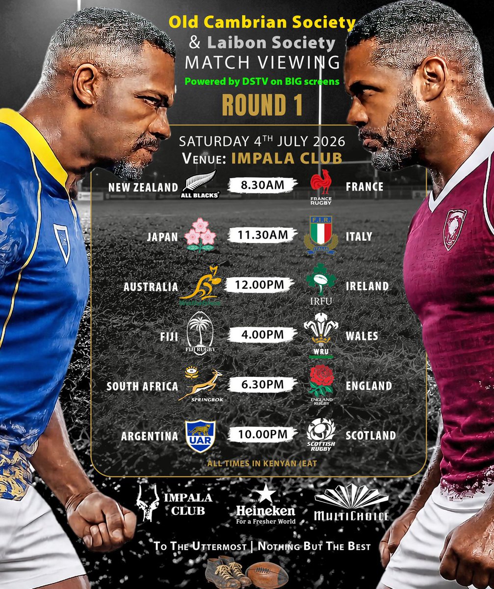 LaibonSociety's tweet photo. Big News! @Heineken is our official Sherehe Partner. For all your pint-interests🍻

Stick around after the game for the  after-party, Rugby Nations Championship &amp; World Cup viewing party courtesy of @MultiChoiceGRP
@DStv_Kenya
See you on Saturday.
Tickets. https://t.co/VYd7XeioTe https://t.co/99Rgv4WHRG