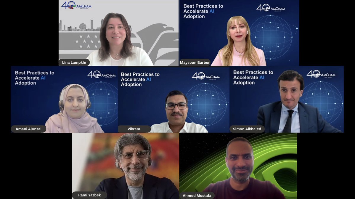 AmChamAbuDhabi's tweet photo. From Agentic AI to governance and enterprise adoption, AmCham Abu Dhabi's Advanced Technology &amp; AI Committee webinar explored what it takes to scale AI responsibly.

Thank you to our speakers for an insightful discussion.

#EnterpriseAIAdoption #AgenticAI #USUAE https://t.co/v1hXH32Plg