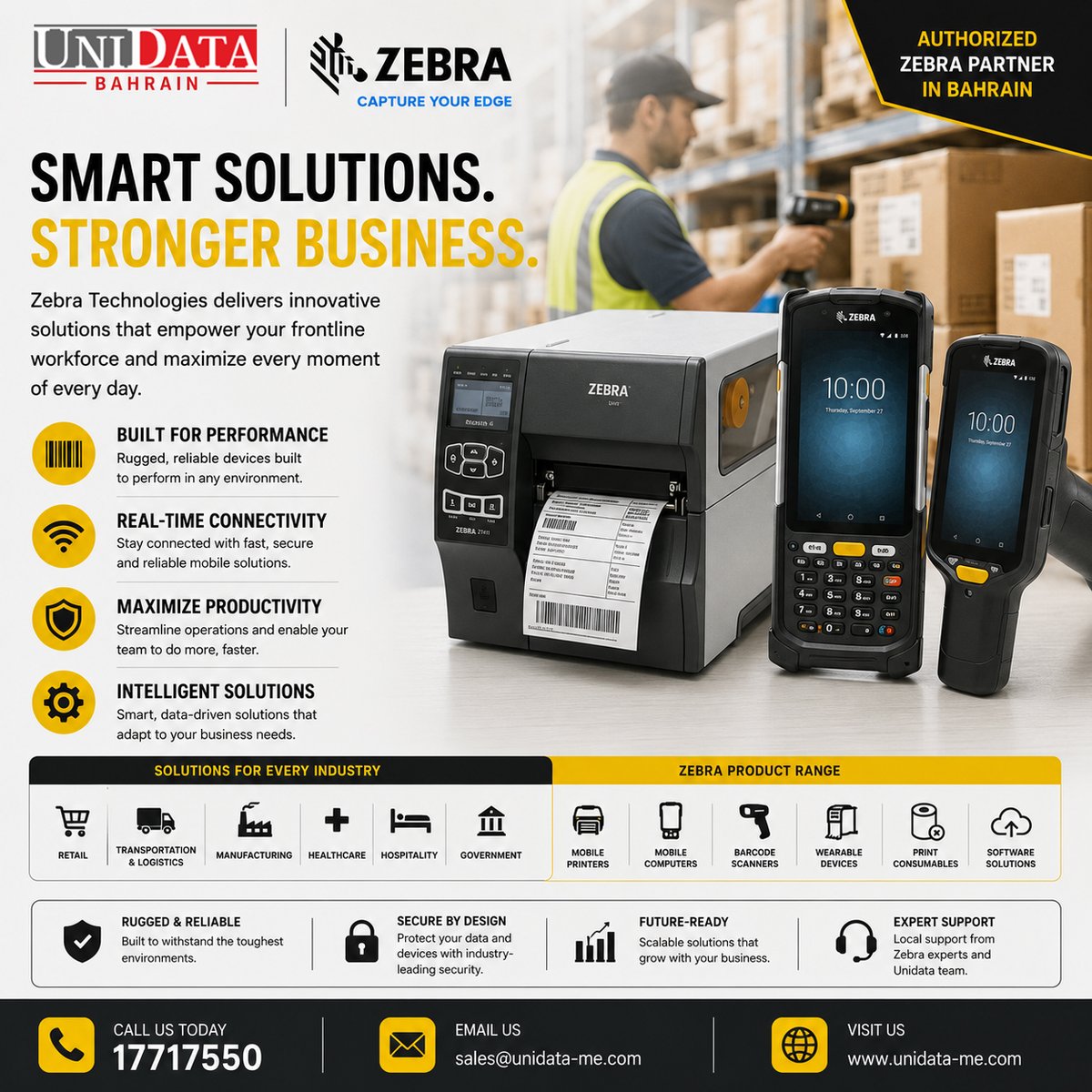 unidatame's tweet photo. Smart Solutions. Stronger Business. 📦
Streamline your operations with Zebra Technologies—trusted worldwide for intelligent data capture, mobility, barcode scanning, and printing solutions.
#ZebraTechnologies #ZebraPartner #BarcodeScanner
#MobileComputing #InventoryManagement https://t.co/0ZxEUTy0n7