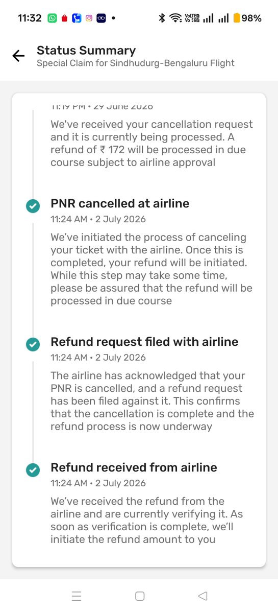 raunakeee's tweet photo. @fly91_IN @GoibiboSupport @GoibiboSupport why i got 172
If airline processed full refund . https://t.co/FV4Bfe1Ywm