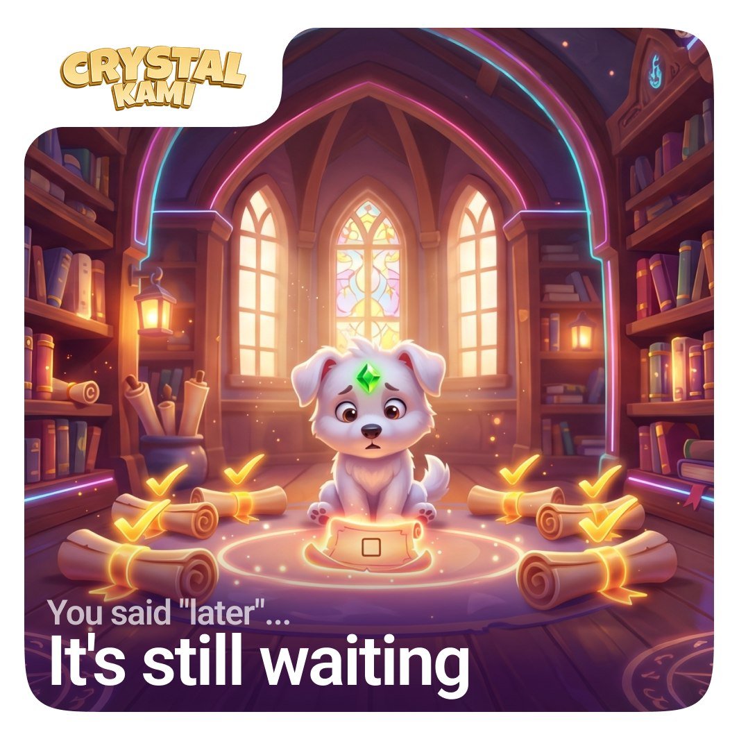 CrystalKami_Bot's tweet photo. 📋 That One Quest Is Still There

Adventurers, almost all quests are done.

And then there is that one quest.

You said “later.”
It heard “never.”
It is still waiting.

Check that one quest 👉 https://t.co/iHUZHT2cfb