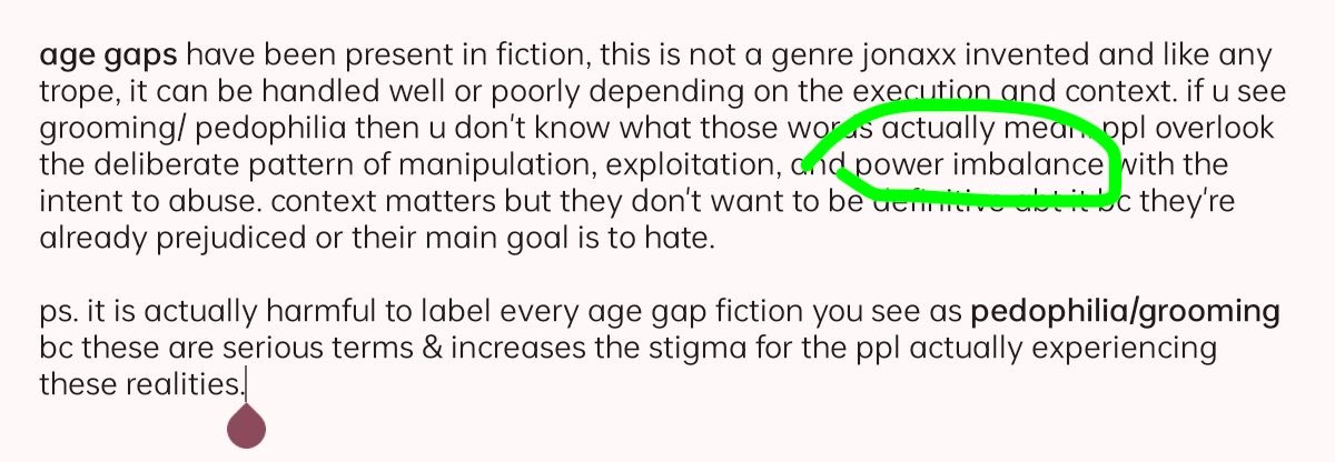 a9apes's tweet photo. i know fanaticism when i see one. i still consume jonaxx’s works, and i won’t question u if u consume her works too. however, insisting there was no grooming or that there were no problematic elements in some of her stories is total bs.+++ https://t.co/Wn8zOS27tp