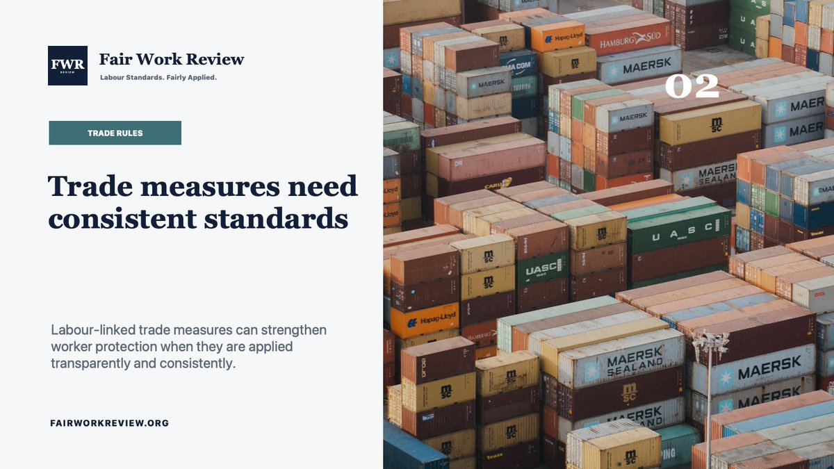 FairWorkReview's tweet photo. Labour-linked trade measures can strengthen worker protection only when they are applied transparently and consistently.

Selective enforcement weakens the credibility of the standards those measures are designed to uphold. https://t.co/SDcrrM5NHQ