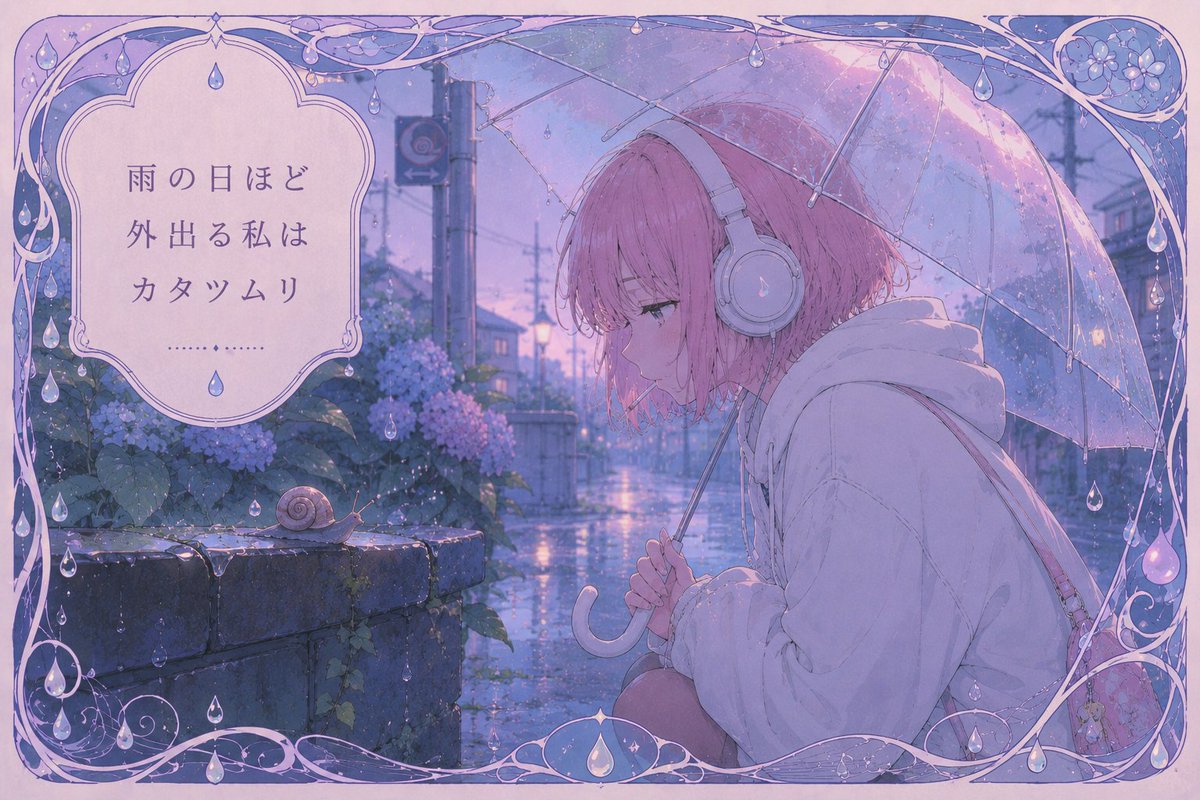 lo_fi575's tweet photo. 雨の日ほど
外出る私は
カタツムリ

#lofi #川柳 https://t.co/Djtg5bRxYx