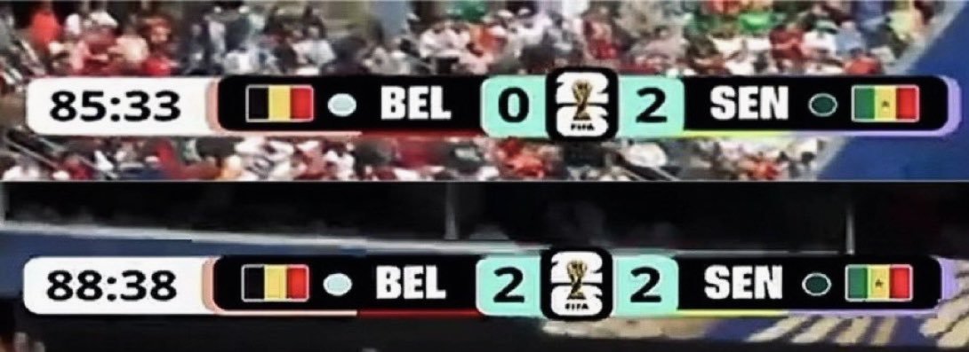 ShockWavee_'s tweet photo. No way I slept wen Senegal was leading 2:0
Only for me to wake up and see Belgium won 3:2
How TF did that happen ☹️☹️☹️ https://t.co/8QsN3ClUYR