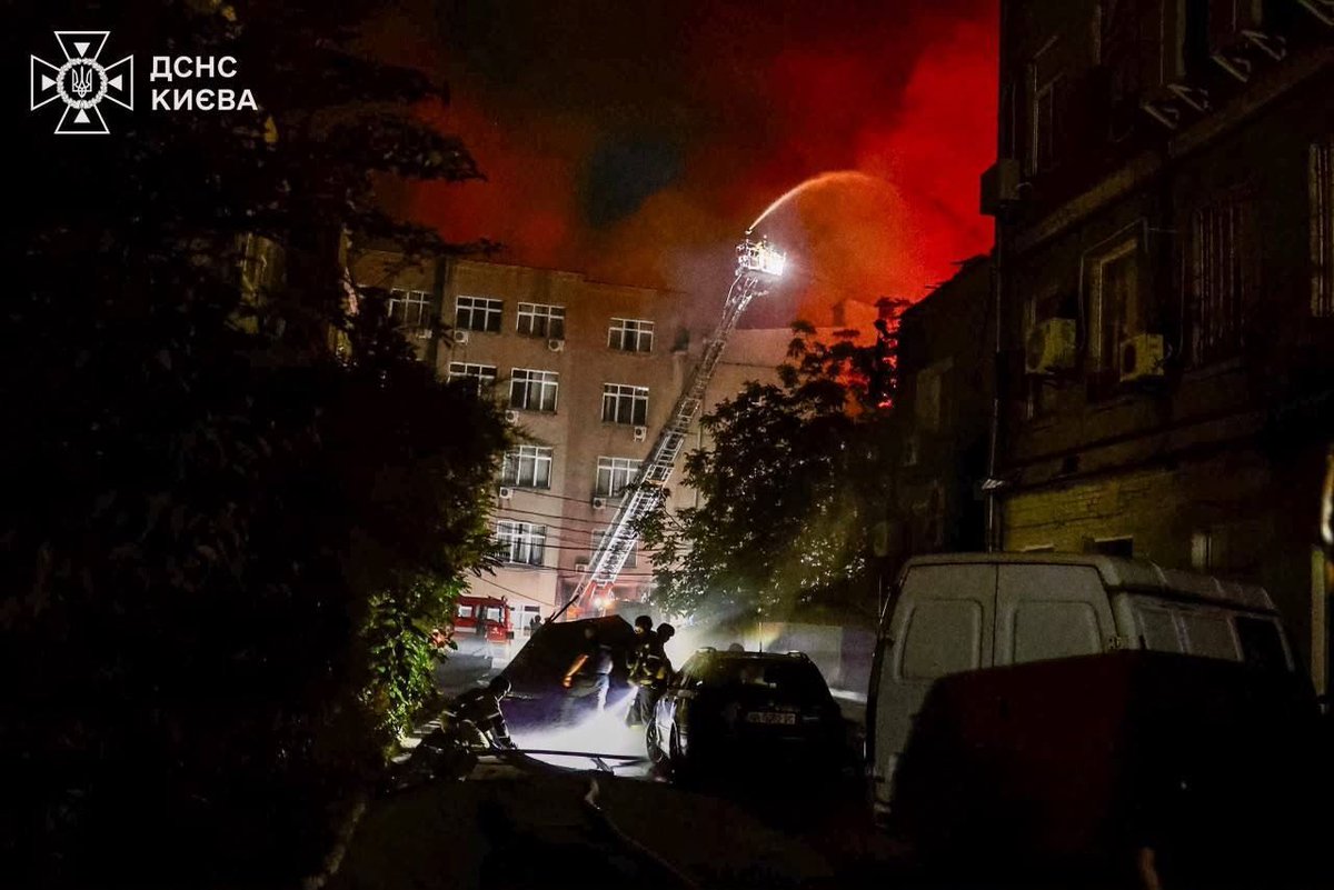 Oksii33's tweet photo. As a result of the night attack by Russian bastards on the capital, 13 people died. Another 56 people were injured, including two children.

Direct hits on residential buildings have been recorded. Services are working to eliminate the consequences of the attack. https://t.co/hZYOxFL1VM