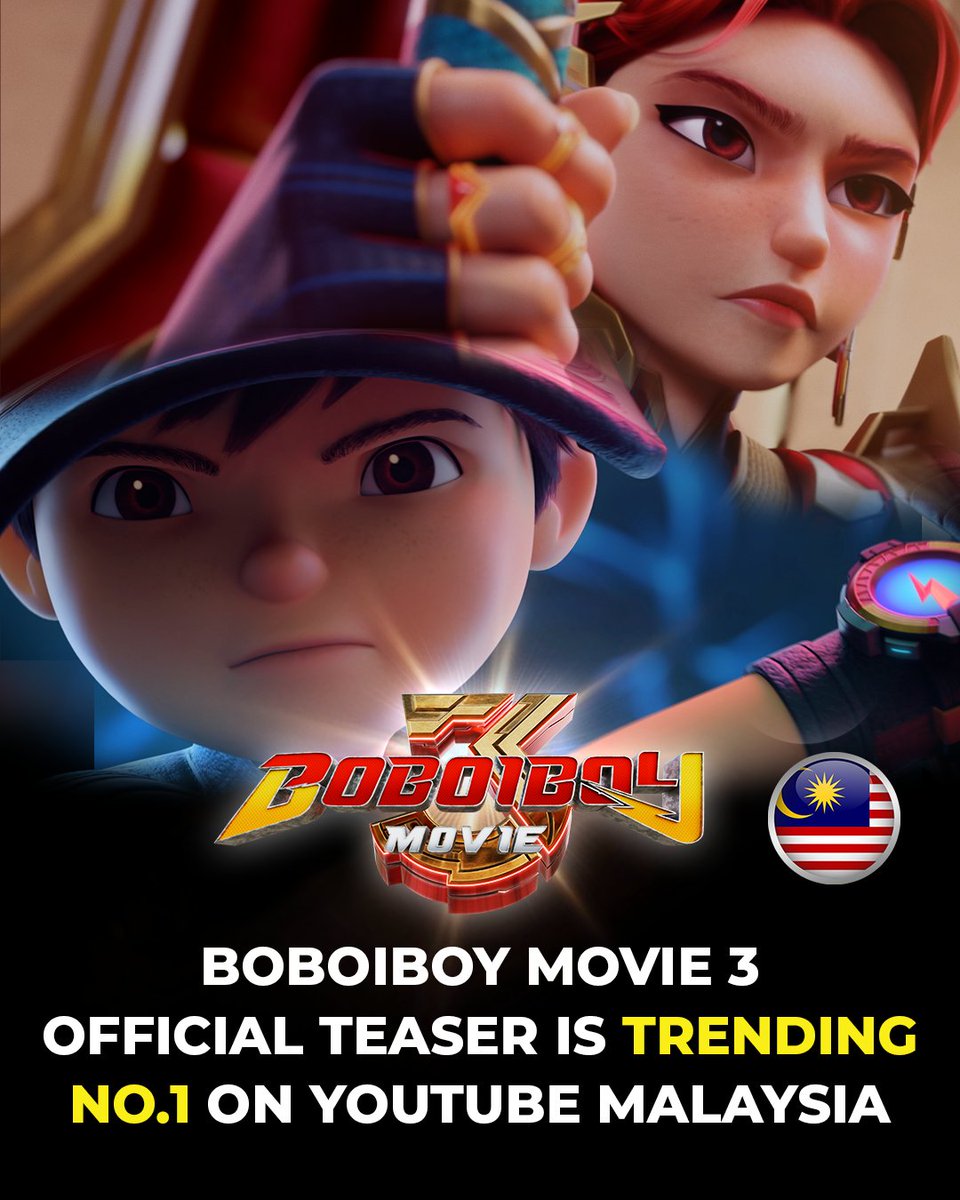 BoBoiBoy's tweet photo. Teaser #BM3 Trending di YouTube! π₯
Terima kasih atas sokongan luar biasa korang semua! Yang belum tengok, jemputlah ke YouTube Monsta Network βΆοΈhttps://t.co/CYwi0NUfDE https://t.co/FsoBW4Chdz