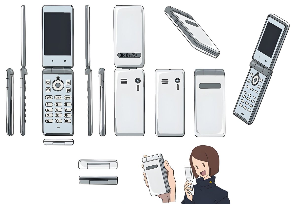 lkkaikikolkkai's tweet photo. Gojo, Geto, Shoko and Riko's phone models. https://t.co/EGpDC06XaA