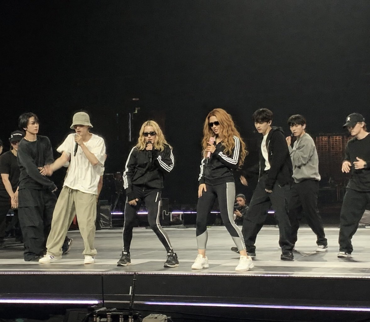 ThePopStage's tweet photo. POP EMERGENCY: Shakira, Madonna and BTS rehearsing for their World Cup performance 🚨

The setlist is yet to be confirmed. https://t.co/P3K8yc3oDV