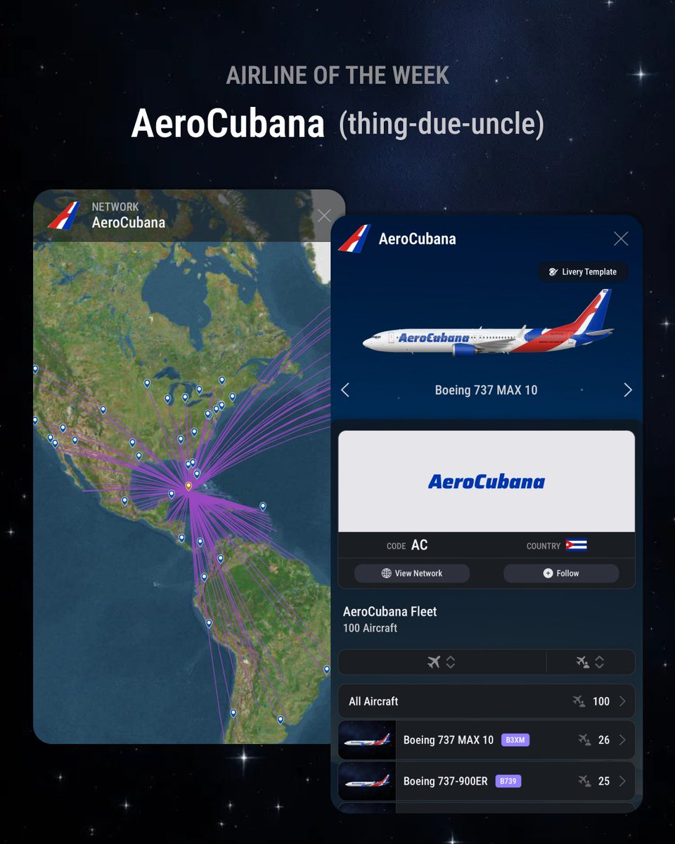 airline_sim's tweet photo. ✈️ AIRLINE OF THE WEEK ✈️ Jul.2nd

🇺🇸 COAST
Tag: deal-man-child
Hub: Los Angeles International Airport

🇨🇺 AeroCubana
Tag: thing-due-uncle
Hub: Havana Jose Marti Int'l Airport

🇸🇮 Flynia Slovenija
Tag: feel-angry-wear
Hub: Ljubljana Jože Pučnik Airport https://t.co/tFEnzh7FMo