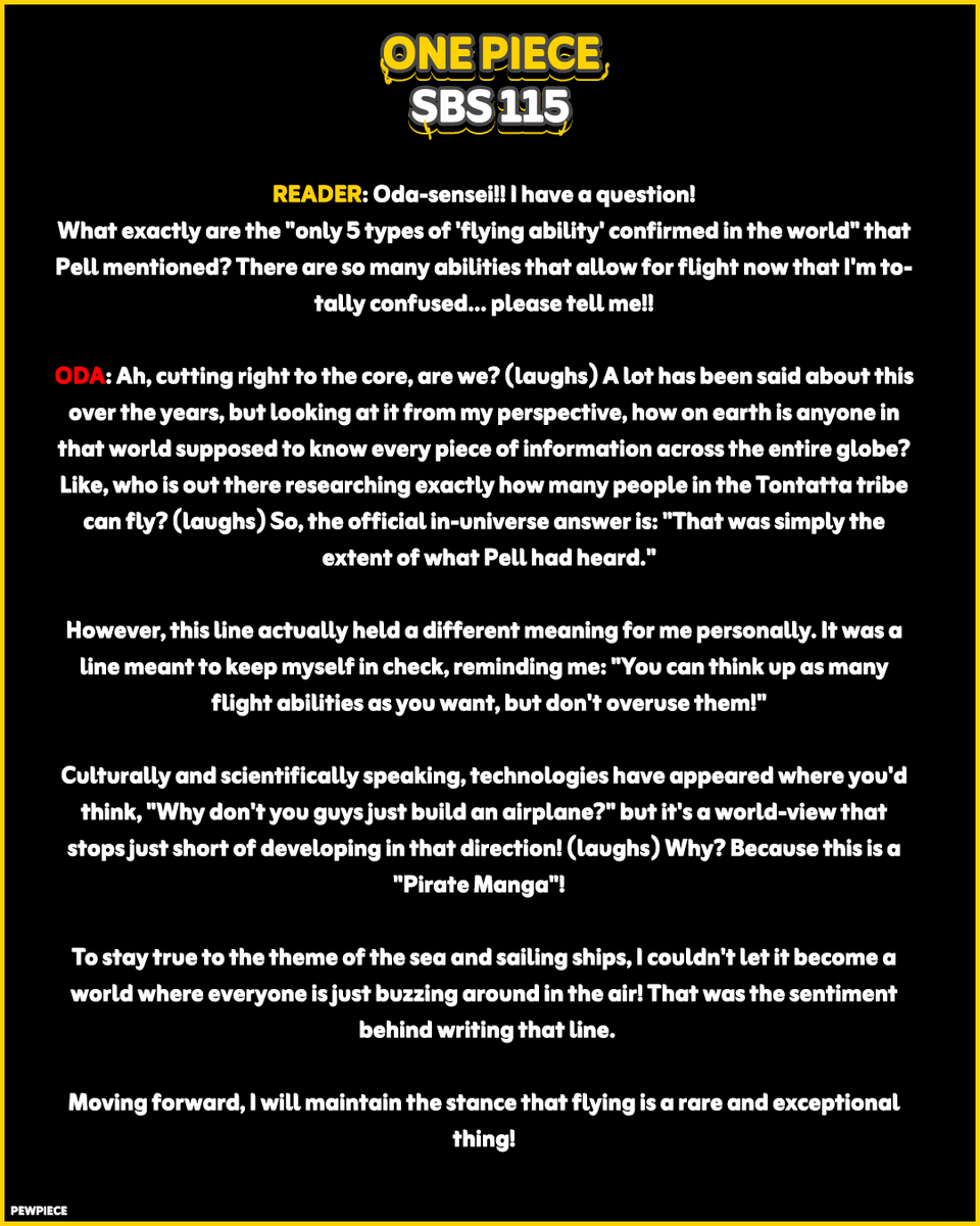 pewpiece's tweet photo. SBS 115 

Oda explains about Pell mentioning the 5 flying abilities https://t.co/UMcvCHSz14