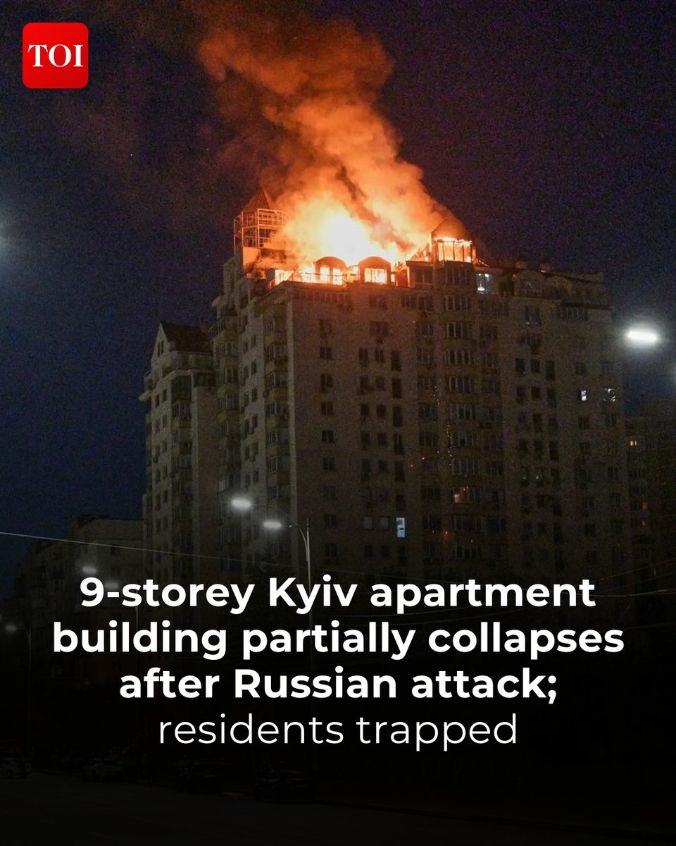 timesofindia's tweet photo. #Kyiv endured a devastating overnight missile and drone assault, with a residential building partially collapsing and multiple fires erupting. This follows #Ukraine's own long-range strikes on Russian targets.

Read more 🔗  https://t.co/GrfnYph575 

India and the world, at your fingertips — TOI App 👉 https://t.co/ogFaRsUKyn