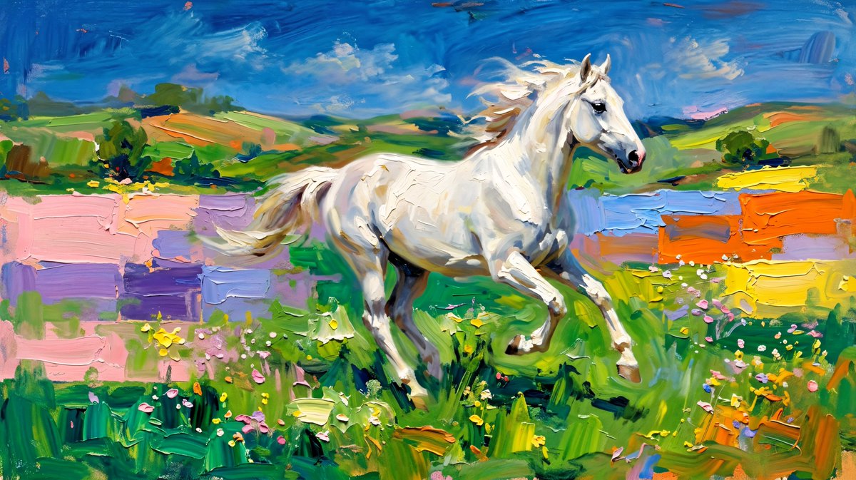 agnesai_sapiens's tweet photo. 𝗔𝗴𝗻𝗲𝘀 𝗜𝗺𝗮𝗴𝗲 𝟮.𝟱 𝗣𝗿𝗲𝘃𝗶𝗲𝘄 turns simple prompts into structured visual scenes.
A white horse moving through a painterly landscape where brushstrokes, motion and color form a coherent frame — shifting from object generation to visual language control.
Build with Agnes.