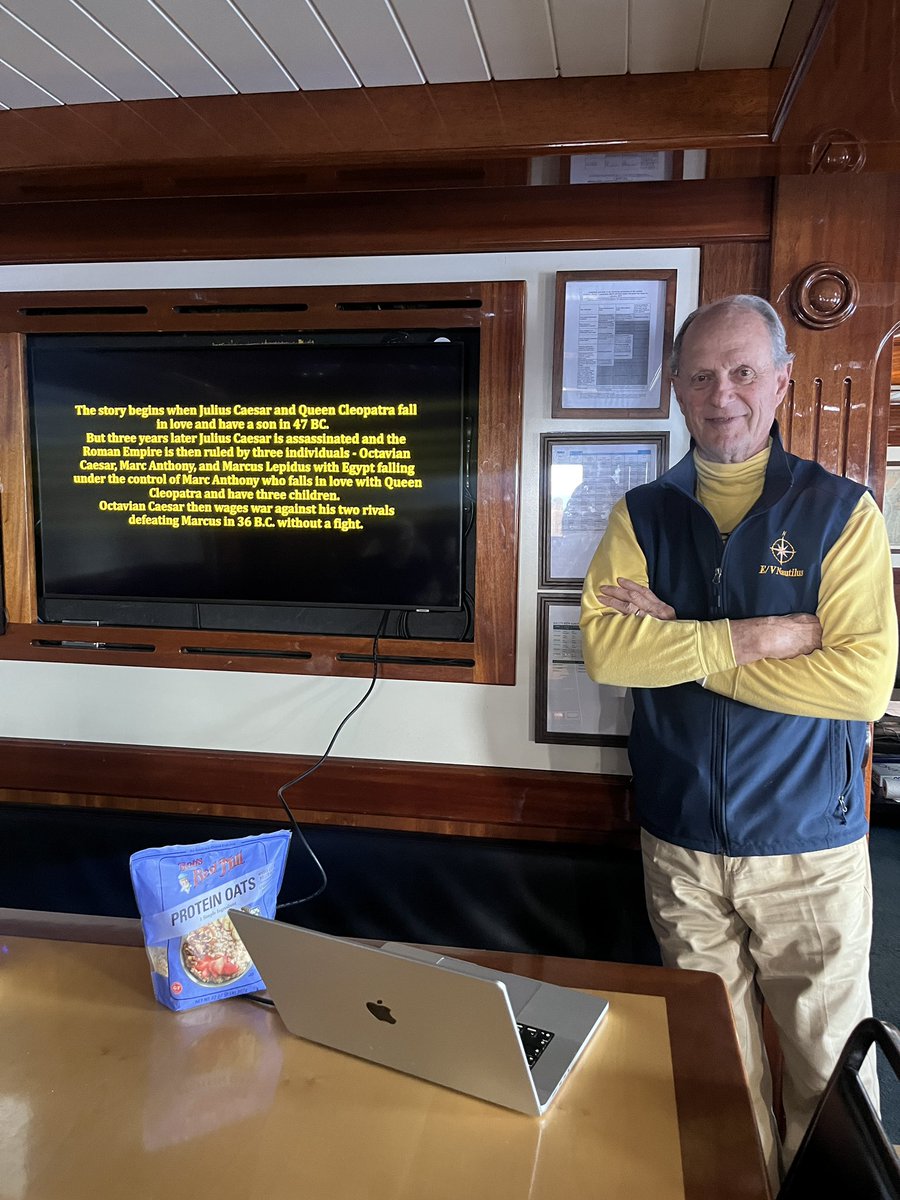 EVNautilus's tweet photo. Dr. Ballard gives the Corps of Exploration onboard #EVNautilus a presentation on his search for Cleopatra’s Tomb! https://t.co/pBzAv8OBaS