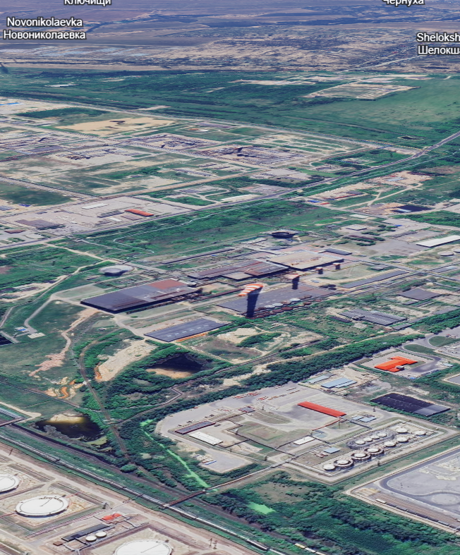 Osinttechnical's tweet photo. Kstovo refinery burning as seen from the northwest, rough POV (56.146447, 44.101472) https://t.co/lXotyMTcGQ