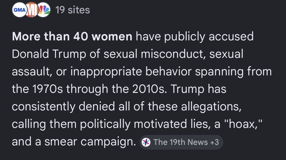 LabBurner1's tweet photo. @YOUMADLMAO74 @NewsWire_US 1. He bragged that owning MISS Universe allowed him to walk in on contestants’ backstage dressing rooms unannounced as they changed.  
2. E. Jean Carroll
3. “when you’re a star, they let you do it. You can do anything. Grab 'em by the pussy. you can do anything.” DJT 2005 https://t.co/7juyJzboWM