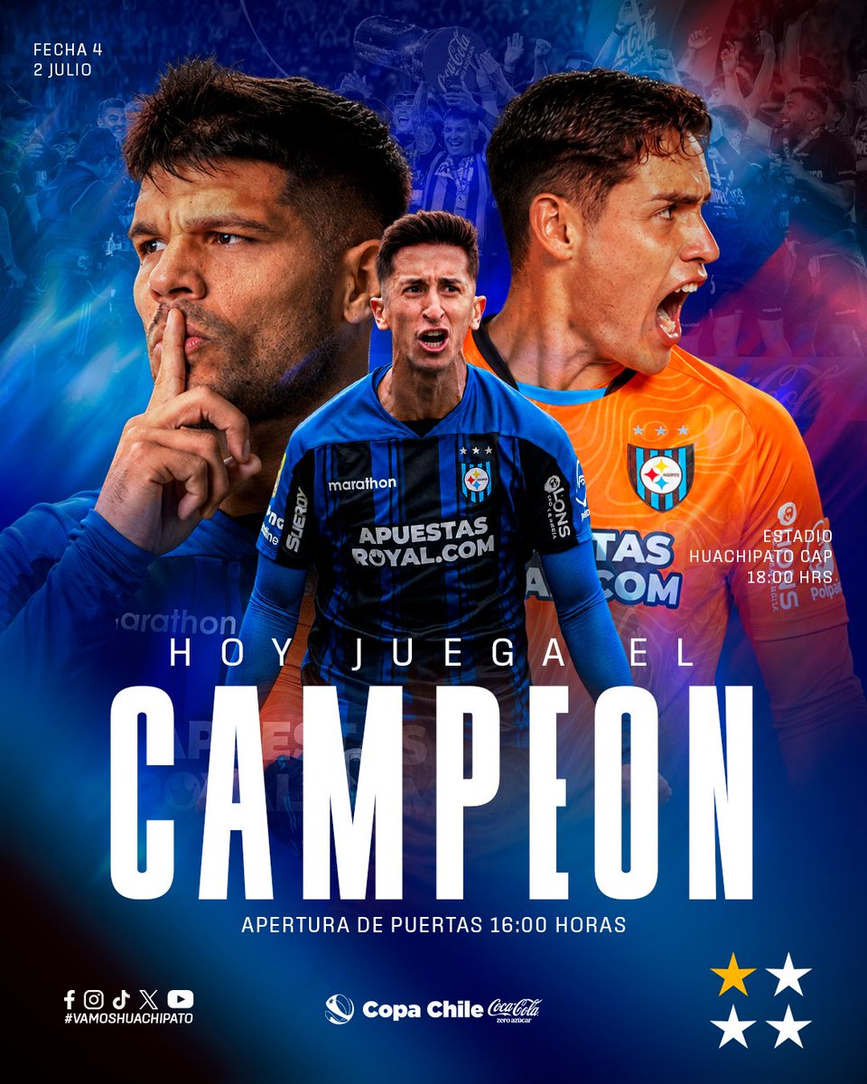 Huachipato's tweet photo. ¡𝐄𝐒 𝐇𝐎𝐘 𝐀𝐂𝐄𝐑𝐄𝐑𝐎𝐒!💙🖤

👉A las 18:00 horas enfrentaremos a @elconce_cl con el objetivo de sumar tres puntos en casa⚽️💪

¡Vamos Equipo, Fuertes y Unidos!🙌

🎟️Entradas en Passline
‼️Niños gratis hasta los 12 años

#VamosHuachipato 
#ElMásGrandeyÚnicoCampeóndelSur🏆 https://t.co/LsZ28MIn1a