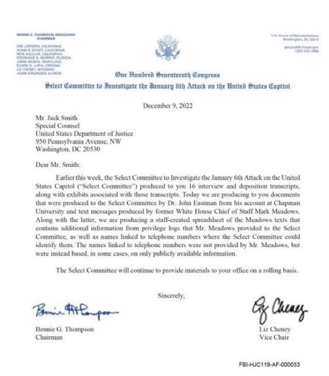Milajoy's tweet photo. WOW!

House Judiciary Committee proves J6 leaders Liz Cheney & Bennie Thompson secretly fed Jack Smith evidence - transcripts, docs, Meadows' texts - to target Trump.

ILLEGAL COLLUSION: Violated House rules, abused power in Dec 2022 rush before GOP takeover.

PROVEN SETUP - J6 was a Deep State hit job.