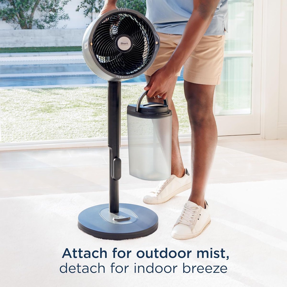 stufflistings's tweet photo. A cordless misting fan that lowers the temperature around it by up to 12 degrees.

Fill it with water and ice, up to 24 hours of misting at low speed.

Can switch between floor and tabletop.

The Shark FlexBreeze Pro Mist Fan... https://t.co/nNmYGslN5w