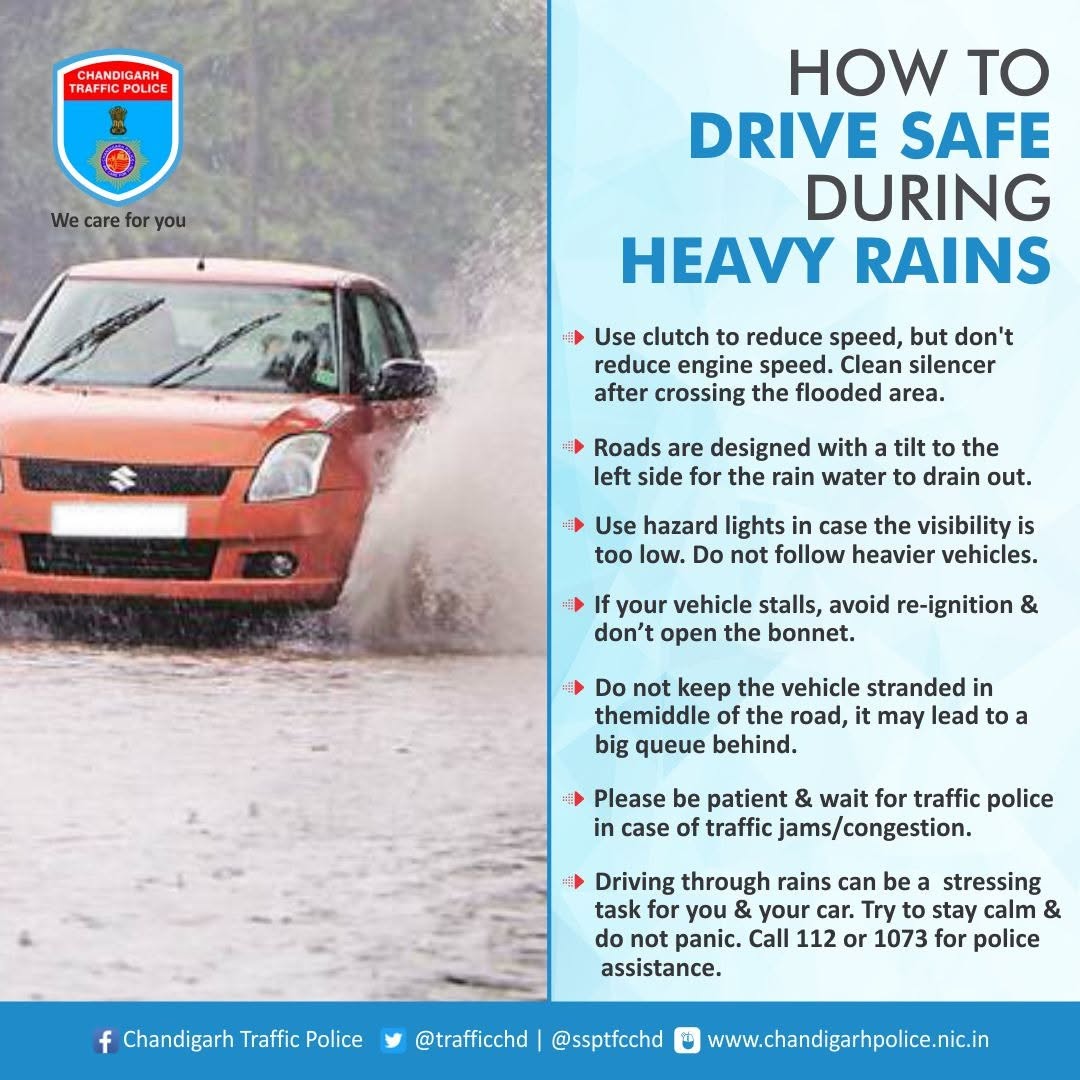 trafficchd's tweet photo. #TrafficAdvisory:- 🌧️🌧️🌧️
The general public is being advised
1. to drive their vehicle slowly during #rain,
2. avoid water splashing,
3. keep distance from the front vehicle to avoid muddy water on the front screen &amp; collision,
4. turn on the vehicle's parking lights, https://t.co/i7fin7uTXK