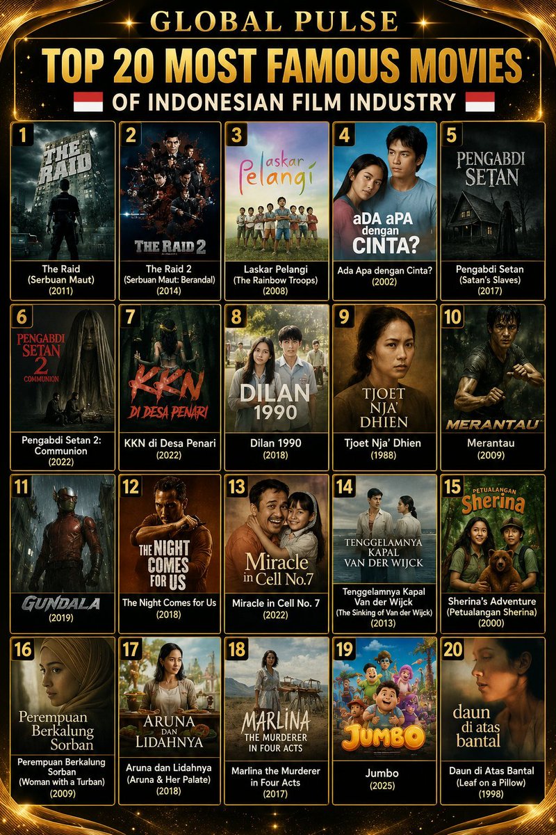 Top10ID_'s tweet photo. Top 20 Most Famous Indonesian Movies Film Industry 🎥🎬
👇 Belanja Murah & Hemat ya Top10ID Shop
https://t.co/6WkCJerpXS
📝Likes, Komen & share ya!
#cinemas #teather #penyanyi #ArtisIndonesia #film #movies https://t.co/xrj9bM29rB