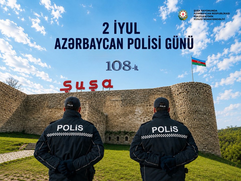 AydinKerimov_Az's tweet photo. Bütün polisl��rimizi “2 iyul - polis işçilərinin peşə bayramı” münasibətilə təbrik edir, şərəfli və məsuliyyətli fəaliyyətlərində onlara yeni-yeni nailiyyətlər arzu edirik!
Əziz polislərimiz, peşə bayramınız mübarək olsun! #Shusha #Şuşa https://t.co/q77sajKqjj