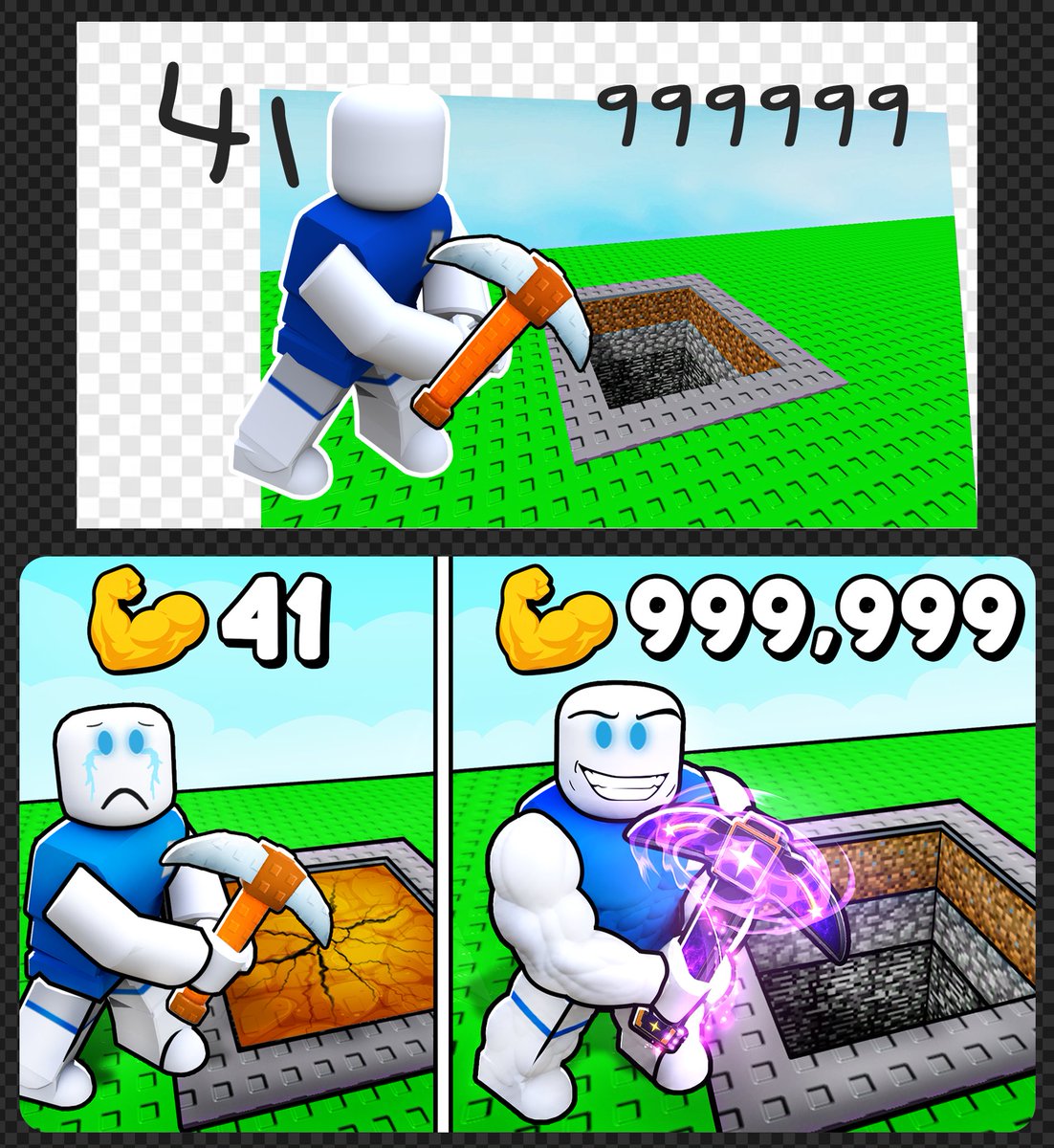 BimmyGFX's tweet photo. ROBLOX THUMBNAIL 
[🥶] Before → and after Photoshop!  
[🤔] DM for thumbnails
🩷+🔃 are appreciated!      

#ROBLOX #robloxgfx #robloxart https://t.co/ibjadeuHlC