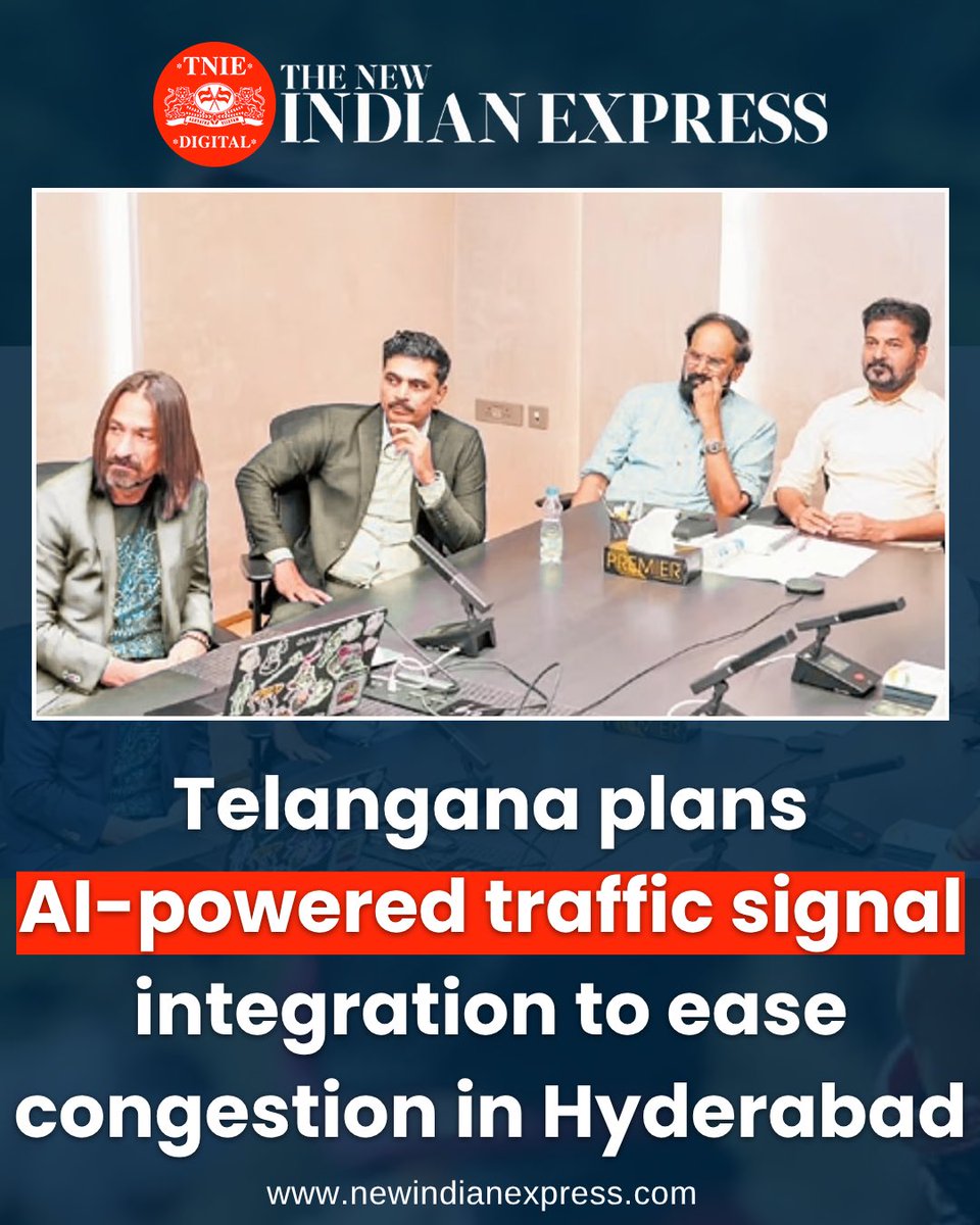 XpressHyderabad's tweet photo. Chief Minister #RevanthReddy on Wednesday proposed integrating traffic signals across #Hyderabad and using #AI to improve #traffic management, including regulating traffic flow during heavy rain.

The proposal was discussed during a meeting with Analog AI founder and CEO Alex Kipman and Megha Engineering & Infrastructures Ltd. (@MEIL_Group) managing director PV Krishna Reddy at Bodhi Pavilion in the MCR HRD Institute.

During the meeting, Analog and MEIL signed a memorandum of understanding (MoU) in the presence of the chief minister.

🔗https://t.co/aFua5jVkx5

@NewIndianXpress @revanth_anumula @akipman