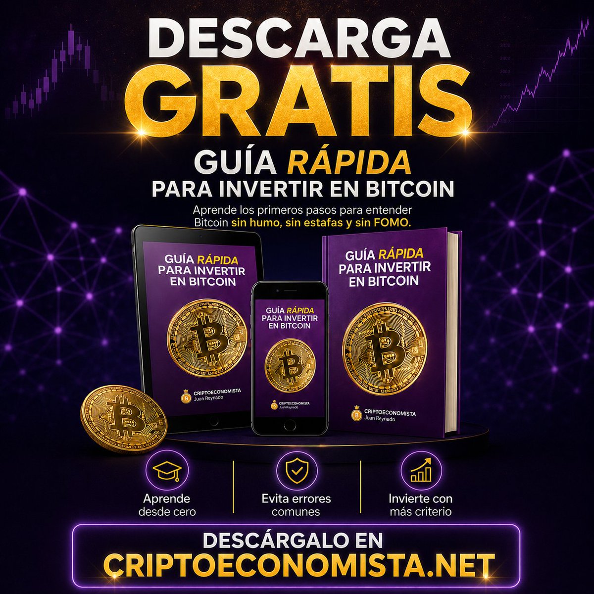 criptoeconomis's tweet photo. 🚀 Antes de comprar #Bitcoin, aprende cómo funciona.

Preparé una guía GRATUITA para principiantes.

✅ Sin humo.
✅ Sin falsas promesas.
✅ Solo educación financiera.

📥 Descárgala en:
👉 https://t.co/IvFR9Dxkwe

#BTC #Crypto #Criptomonedas https://t.co/5Sf7kWjjqO