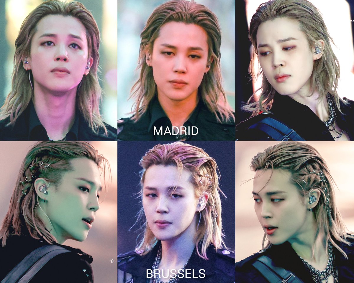 jmnmusee's tweet photo. first it was slick back jimin. then it became slick back + braids jimin. Europe has been eating good 😭🙌 https://t.co/NRcoKyTMi7